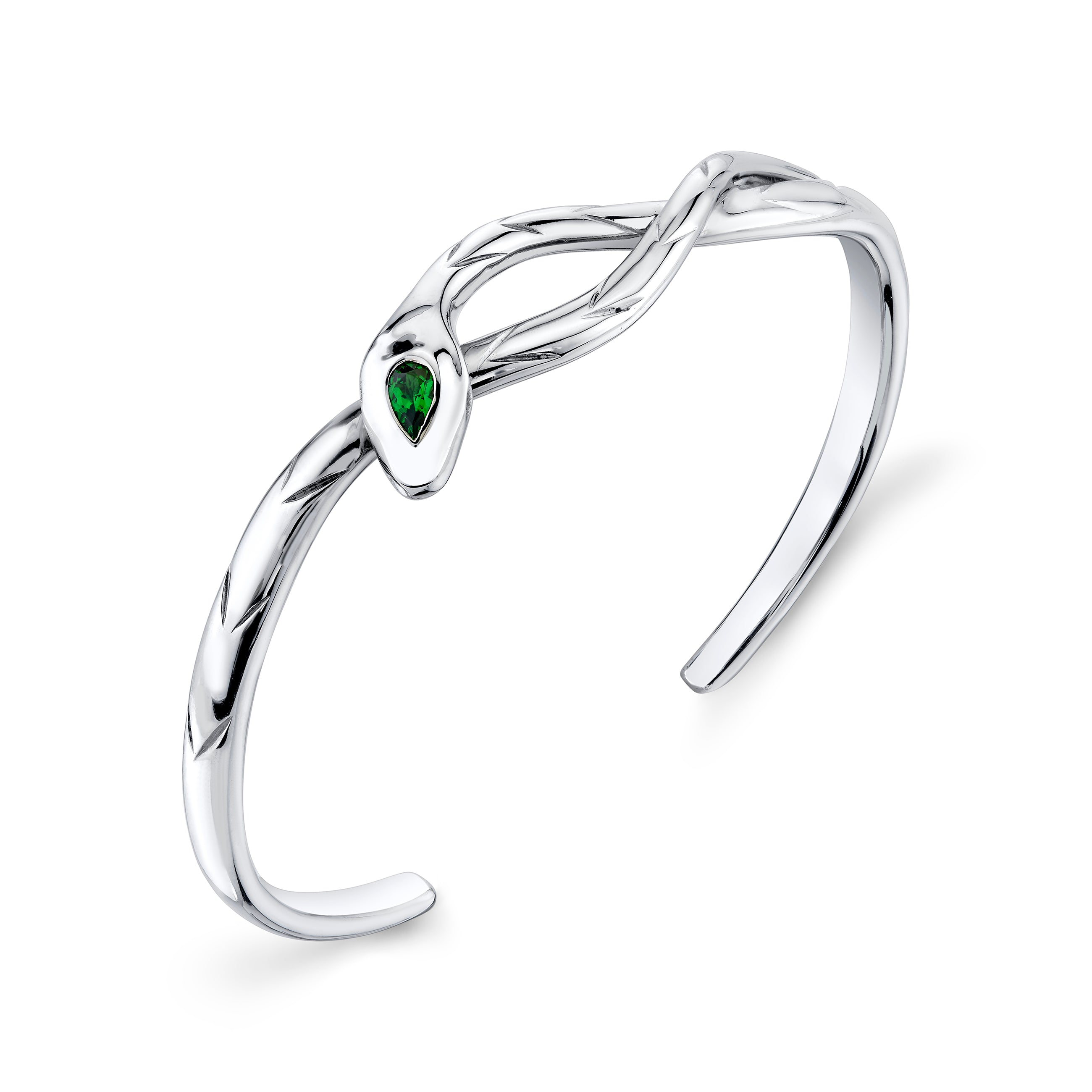 Serpent Cuff Bracelet with Tsavorite