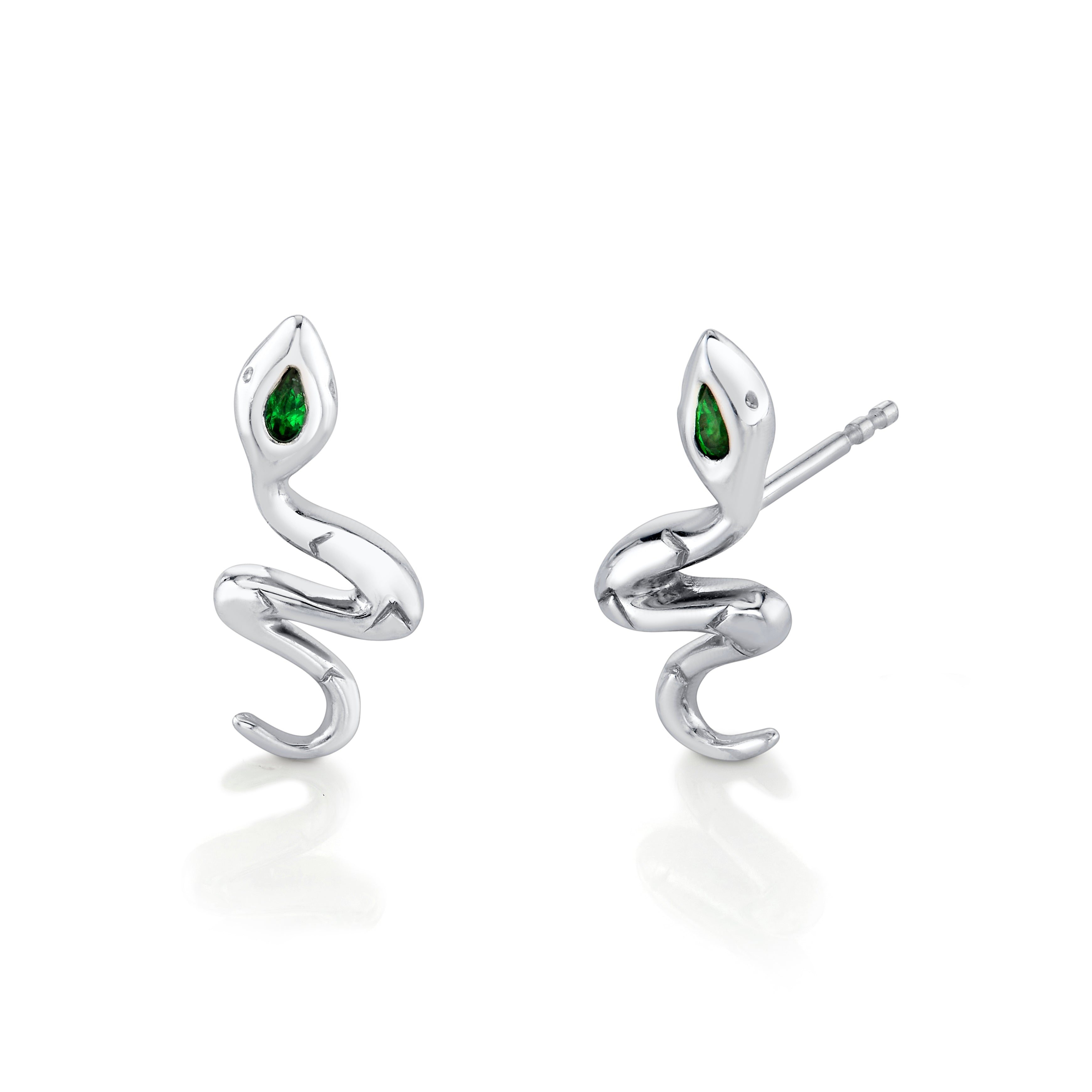 Serpent Stud Earring with Tsavorite