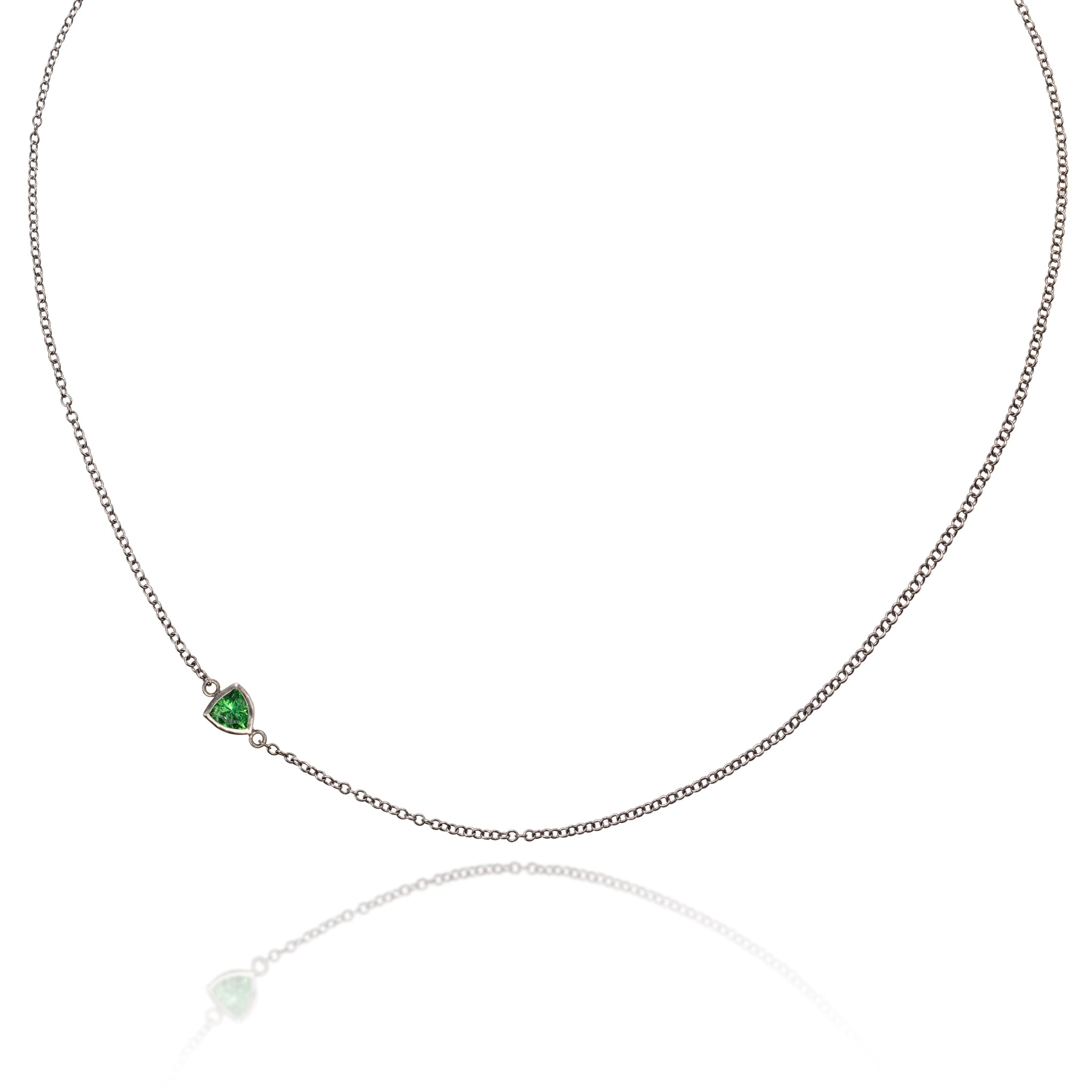 Green Tourmaline Side-Stone Necklace