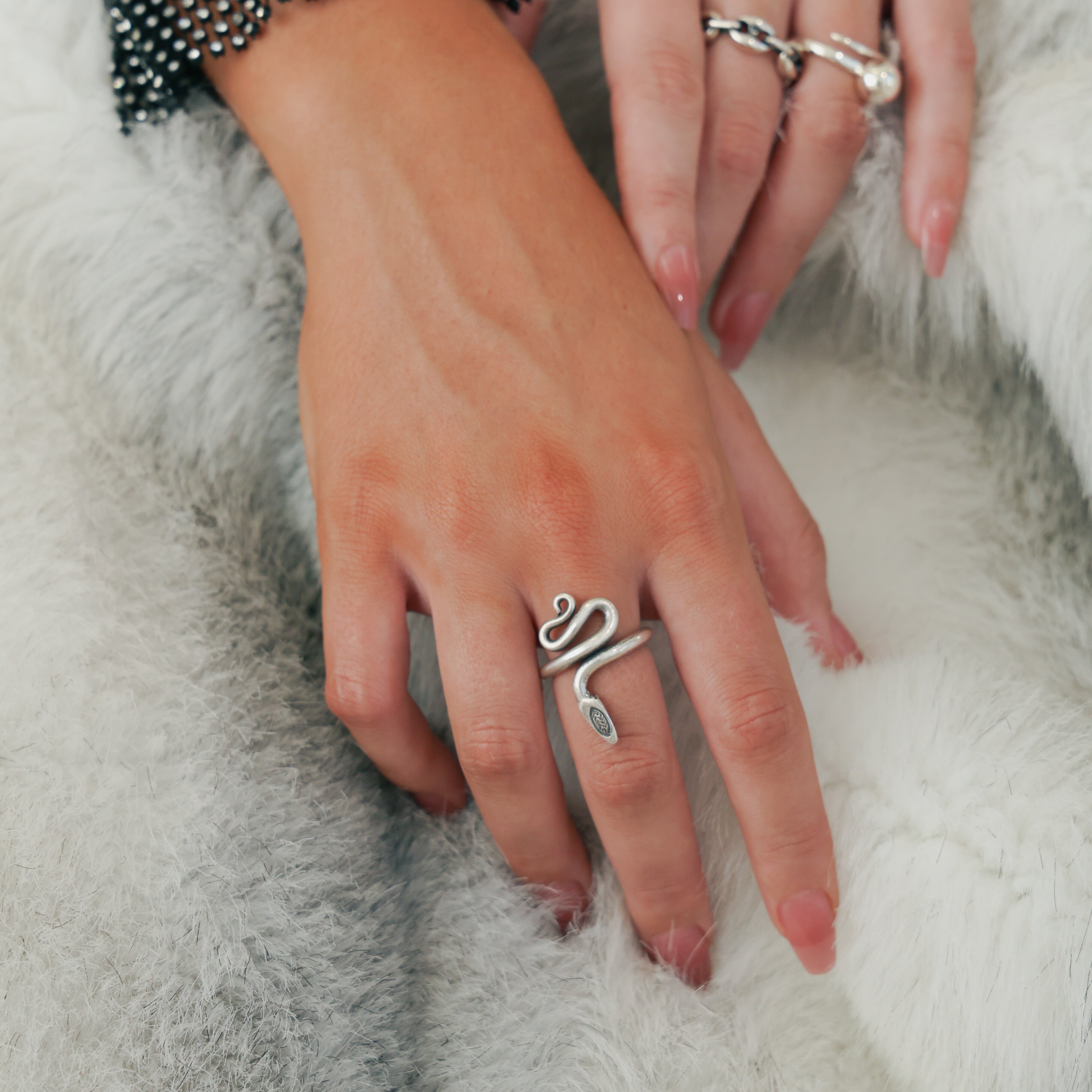 Twin Flame Snake Ring